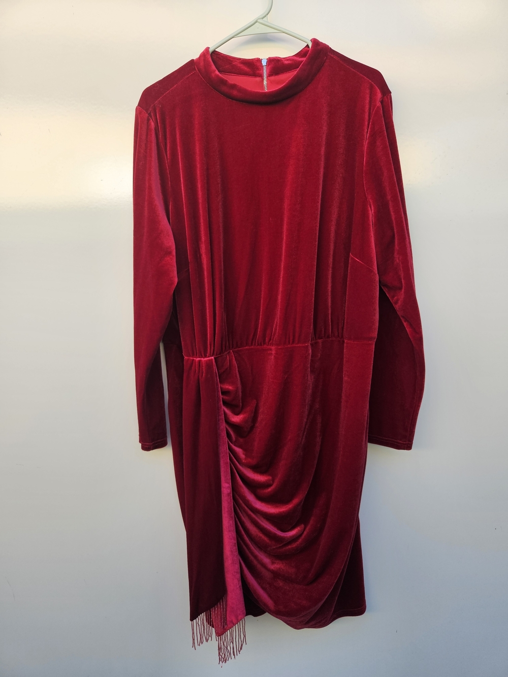 Tahari ASL Red Velvet Long-Sleeve Draped Dress Size 22w